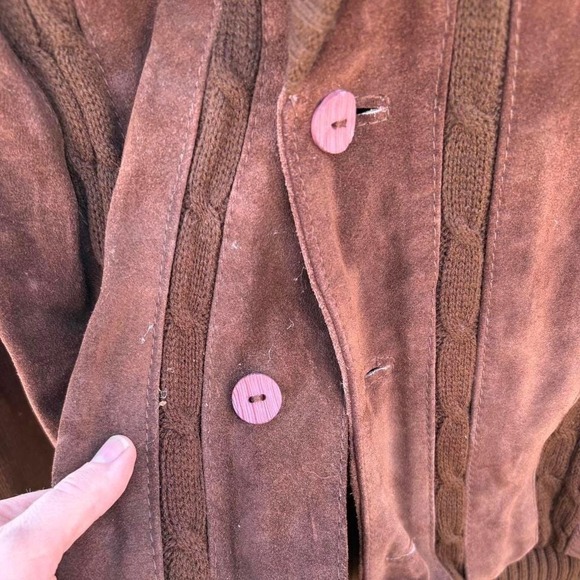 Vintage Suede & Corduroy Coat Heritage Motifs English Countryside Overcoat Sz M - Picture 3 of 7